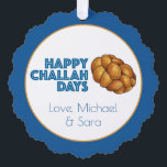 Happy Challah Days Holidays Hanukkah Chanukah Tree Decoration Card<br><div class="desc">Design features an original marker illustration of a loaf of braided challah bread, with HAPPY CHALLAH DAYS in a blue font. Just personalise with your information. This design is also available on other products. Coordinating designs are also available. Don't see what you're looking for? Need help with customisation? Contact Rebecca...</div>