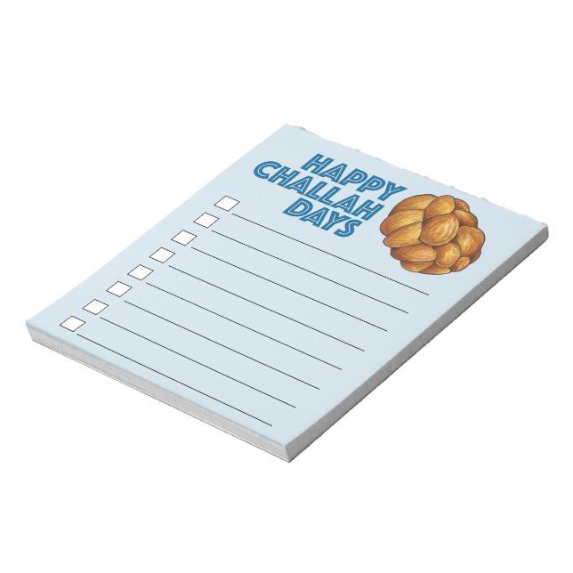Happy Challah Days Jewish Holiday Hanukkah Bread Notepad (Rotated)
