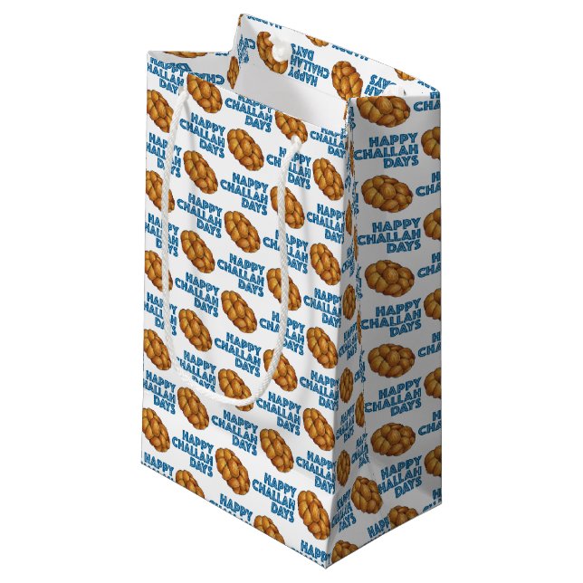 Happy Challah Days Jewish Holidays Bread Loaf Small Gift Bag (Front Angled)