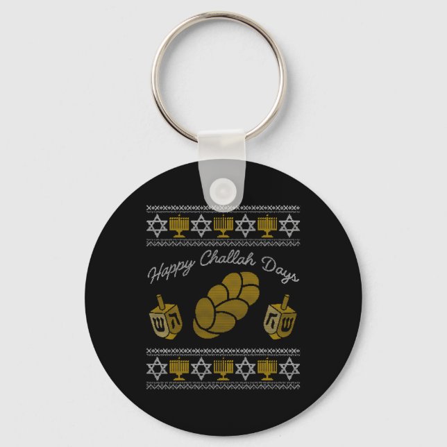 Happy Challah Days  Key Ring (Front)