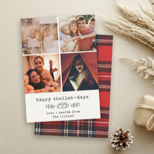 Happy Challah Days Modern Hanukkah Photo Collage Holiday Card