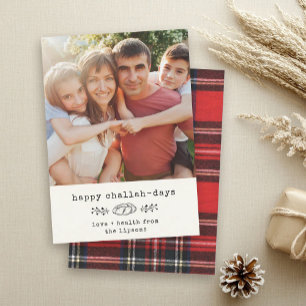 Happy Challah Days Modern Hanukkah Trendy Photo Holiday Card