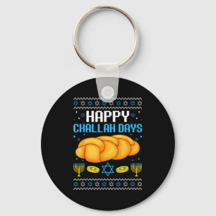 Happy Challah Days Ugly Christmas Hanukkah  Key Ring