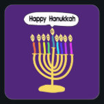 Happy Channukah Menora / Chanukia Square Sticker<br><div class="desc">hanuka, hannuka, hannukah, hanukah, hannukkah, hanukkah, chanuka, channuka, channukah, chanukah, channukkah, chanukkah chanukia, chanukkia, hanukia, hanukkia, menora, mennora, menorra holiday, holidays, jewish, judaism, "happy hanukkah", happy face", candelabra, happy, channukah, hannuka, hanukkah, hanuka, chanuka, chanukkah, chanukah, channuka, "happy channukah", sameach, chag sameach, menora, menorah, hanukia, chanukia, jewish, judaism, judaica, candles, candle,...</div>