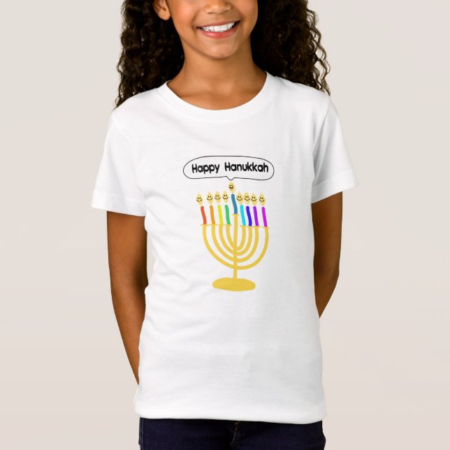 Happy Channukah Menora / Chanukia T-Shirt (Front)