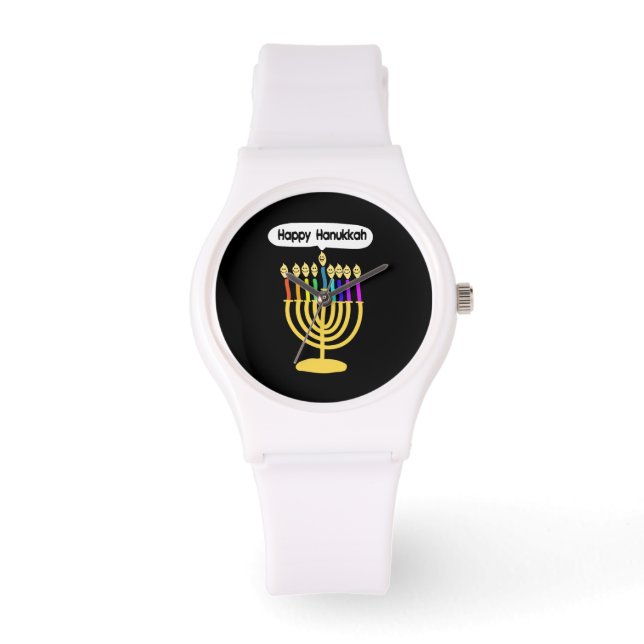 Happy Channukah Menora / Chanukia Watch (Front)