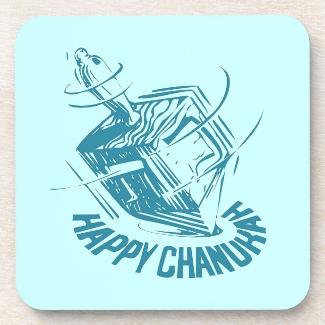 Happy Chanukah Dreidel Coaster (Front)