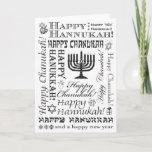 Happy Chanukah Festive Fonts BW Holiday Card<br><div class="desc">A simple wish expressed many ways to customise and colour.</div>