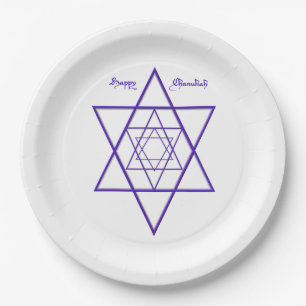 Happy Chanukah / Hanukkah in Blue and White Paper Plate