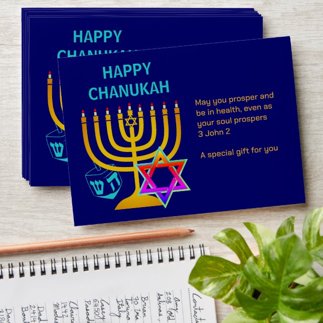 HAPPY CHANUKAH Hanukkah Money Gelt Envelope (Stacked)