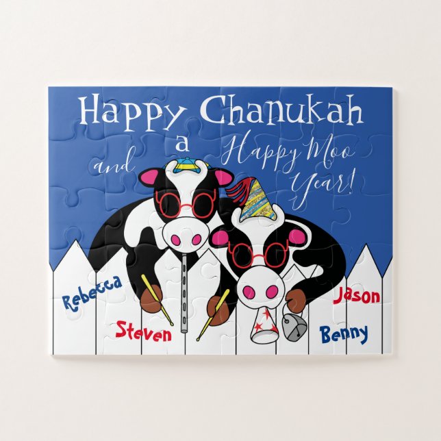 Happy Chanukah Happy Moo Year Jigsaw Puzzle (Horizontal)