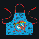 Happy Chanukah Judah Hero Apron<br><div class="desc">Happy Chanukah Judah Maccabee Super Hero apon. Personalise by deleting text and adding your own. Use your favourite font style, colour, and size. Be sure to choose size and strap colour. All design elements can be transferred to other Zazzle products and edited. Happy Hanukkah! Thanks for stopping by. Much appreciated!...</div>
