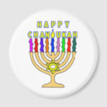 Happy Chanukah Lights Magnet<br><div class="desc">A bright Chanukah menorah with the words Happy Chanukah for the candles  welcomes the holiday.   Happy latke eating!</div>