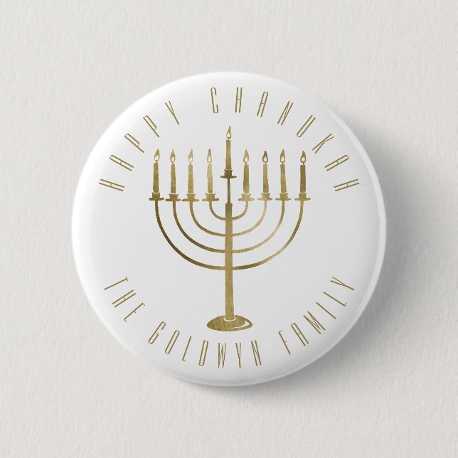 Happy Chanukah Menorah Holiday 6 Cm Round Badge (Front)