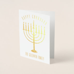 Happy Chanukah Menorah Holiday Foil Card