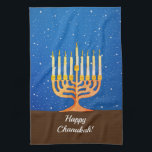 Happy Chanukah! Menorah Tea Towel<br><div class="desc">Happy Chanukah! Menorah kitchen towel 

Edit text to personalise</div>