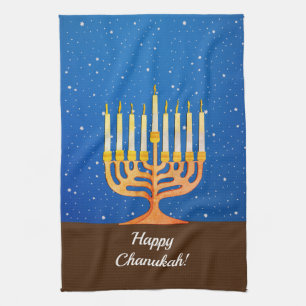 Happy Chanukah! Menorah Tea Towel