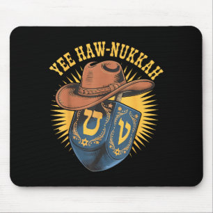Happy Chanukah Menorah Yee Haw-nukkah Funny Cowboy Mouse Pad