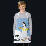Happy Chanukah Penguin Apron<br><div class="desc">Happy Chanukah Penguin Apron. Personalise by deleting text and adding your own. Use your favourite font style, colour, and size. Be sure to choose size and strap colour. All design elements can be transferred to other Zazzle products and edited. Happy Hanukkah! Thanks for stopping by. Much appreciated! Size: All-Over Print...</div>