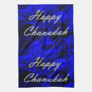Happy Chanukah Swirls Tea Towel