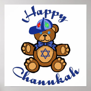 Happy Chanukah Teddy Bear Poster