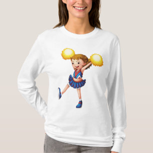 Happy Cheerleader Girl Gold Pom Poms T-Shirt