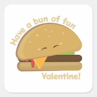 Happy Cheeseburger Valentine's Day White Square Sticker