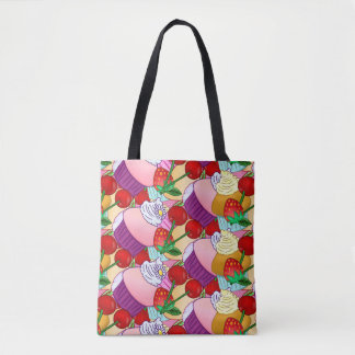 Happy Cherry Fruit Cupcake Muffin Sweet Candy Tote Bag