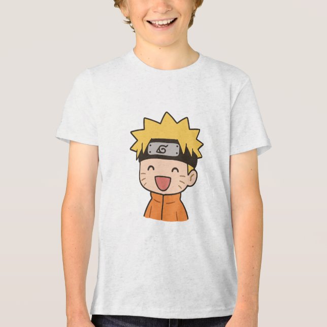 Happy Chibi Ninja Youth Tri-Blend Tee - Soft Anime (Front)