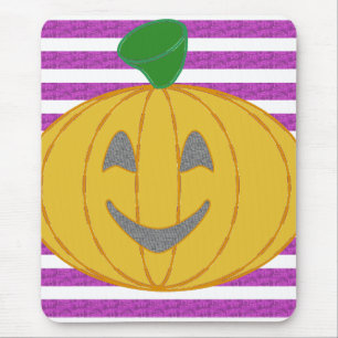 Happy Chic Modern Orange Pumpkin Purple Geometric Mouse Pad