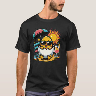 Happy Chick With Shades Beach Fun Summer Vacation T-Shirt