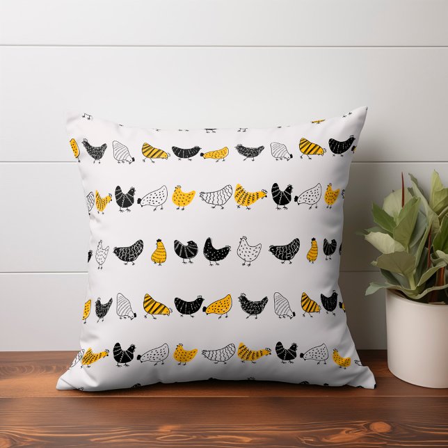 Happy Chicken Country Farm Animal Pattern Cushion (chicken pattern throw pillow)