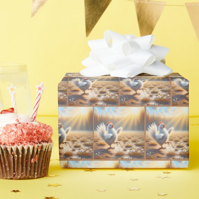 Happy Chicken Dancing In Dirt Wrapping Paper (Birthday Party)