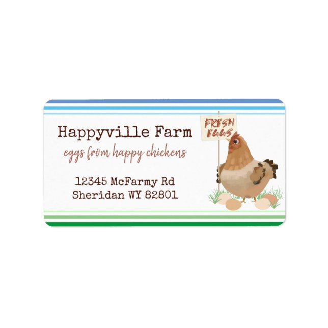 Happy chicken free range farm eggs carton label (Front)