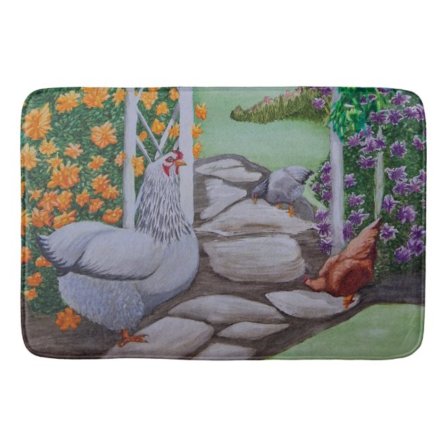 Happy Chicken Park Bath Mat (Front)