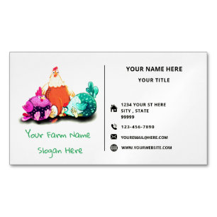 Happy Chickens Funny Farmer's Business Card Magnet