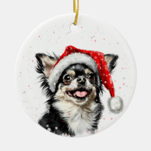 Happy Chihuahua Dog Christmas Personalised Ceramic Tree Decoration
