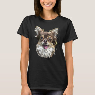 Happy Chihuahua Long Haired Chiwawa Long Hair Mom T-Shirt