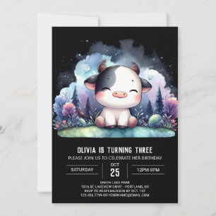 Happy Children Cow Birthday Invitation