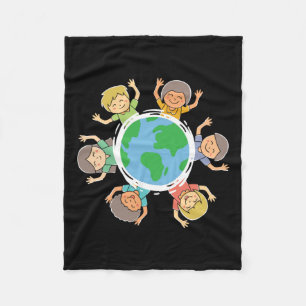 Happy Children - Environmental Protection Earth Da Fleece Blanket