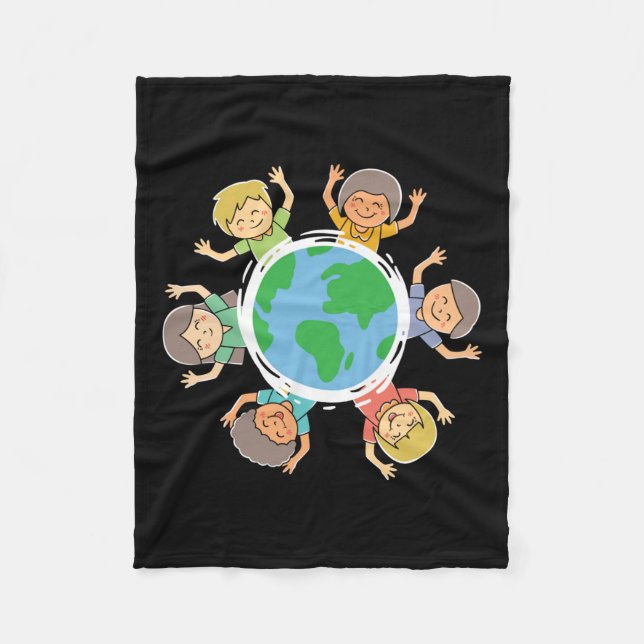 Happy Children - Environmental Protection Earth Da Fleece Blanket (Front)