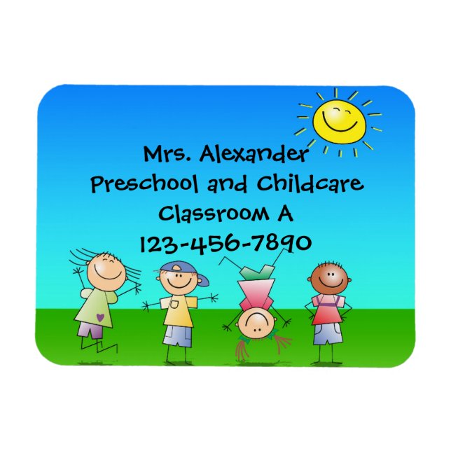 Happy Children Play in Sun, Kids Outdoors Magnet (Horizontal)