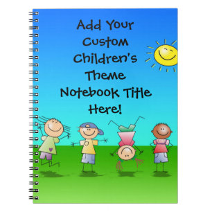 Happy Children Play in Sun, Kids Outdoors Notebook