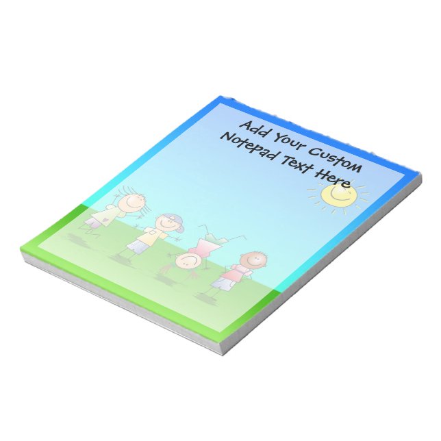Happy Children Play in Sun, Kids Outdoors Notepad (Rotated)