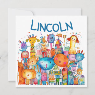 Happy Children's drawing Farm animals