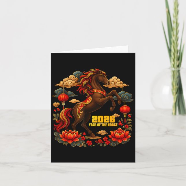 Happy Chinese Lunar New Year Of The Horse 2026  Card (Front)