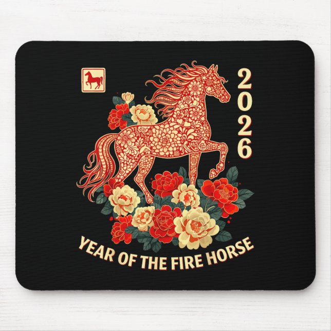 Happy Chinese Lunar New Year Of The Horse 2026 Kid Mouse Pad (Front)