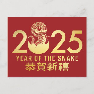 Happy Chinese Lunar Year of the Snake 2025 Holiday Postcard