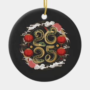Happy Chinese New Year 2025 Snake Culture Ceramic Tree Decoration