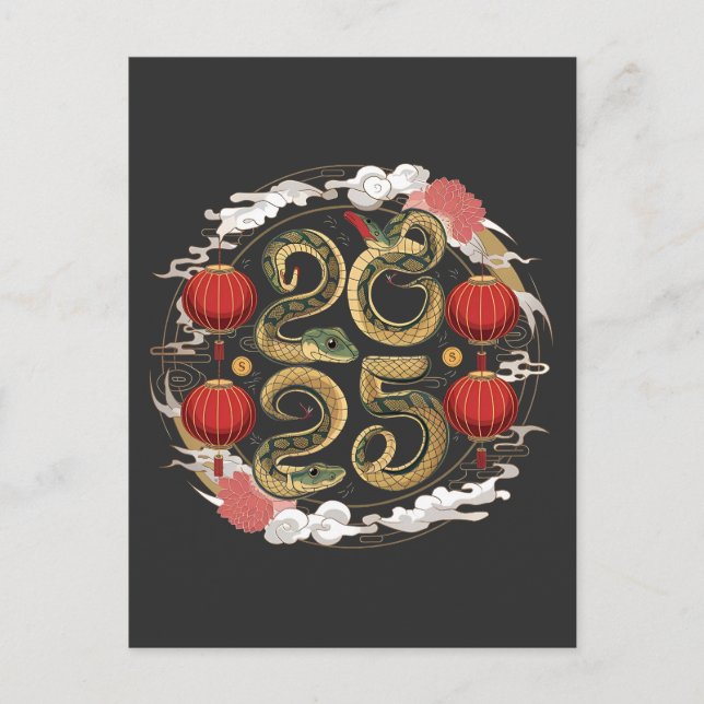 Happy Chinese New Year 2025 Snake Culture Postcard (Front)